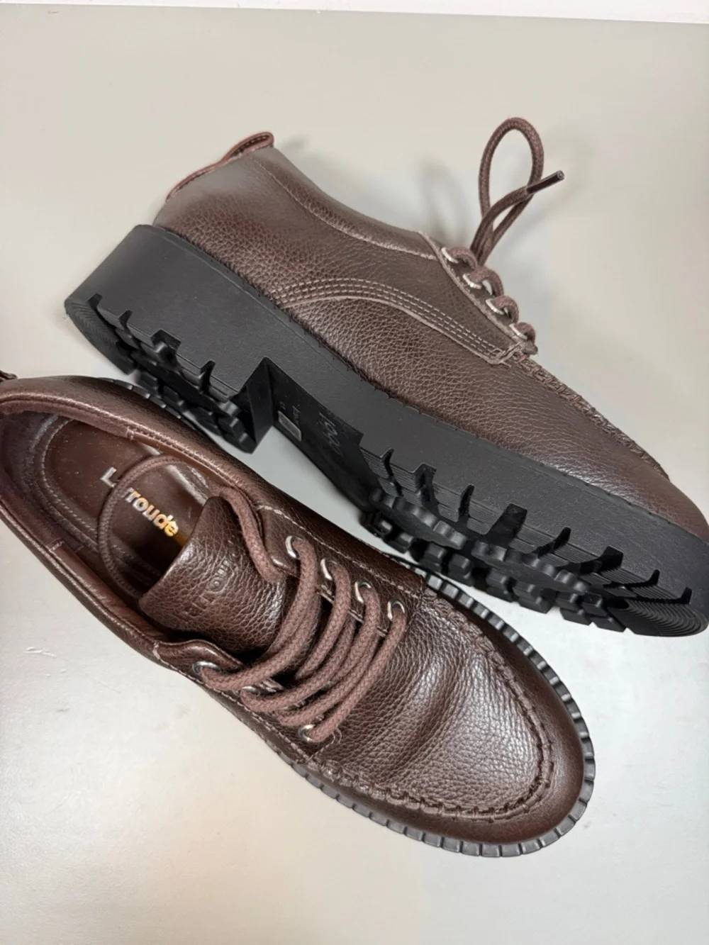 LARROUDE CHUNKY LACE UP OXFORD BROWN 8.5
